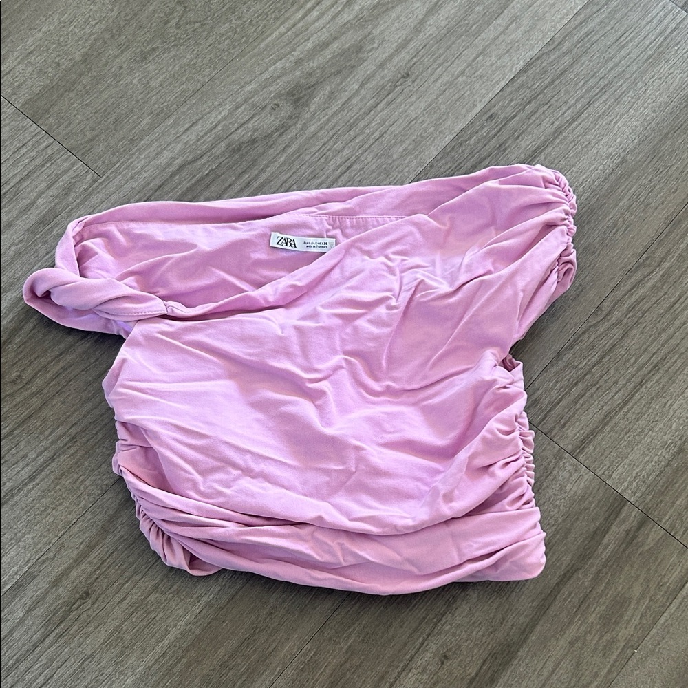 Zara Light Pink Gathered Blouse